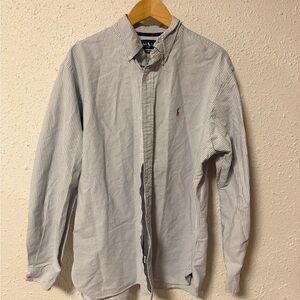 Ralph Lauren Blue and White Striped Button Down Shirt